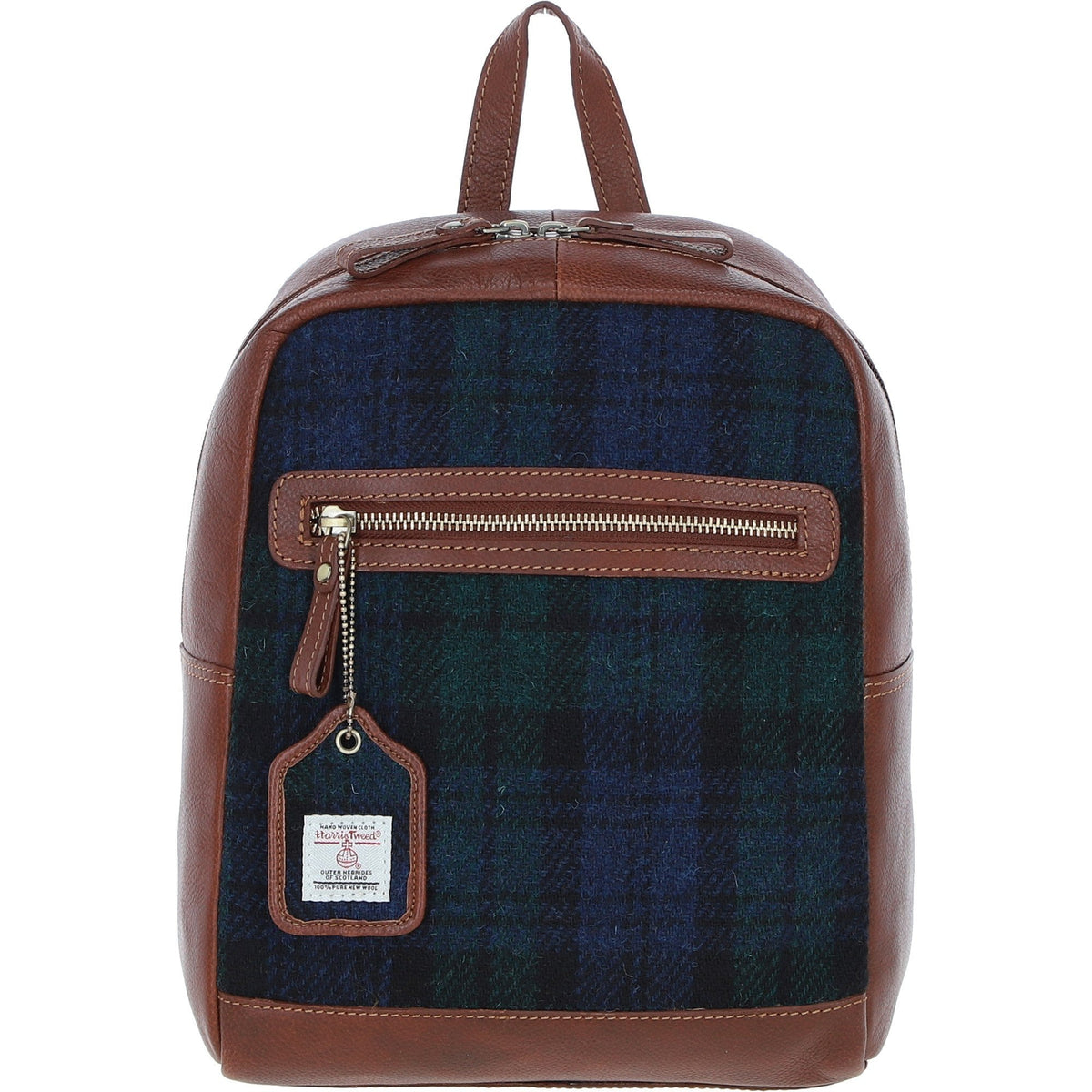 Leather & Harris Tweed Classic Backpack – Tan / Watch, view 1