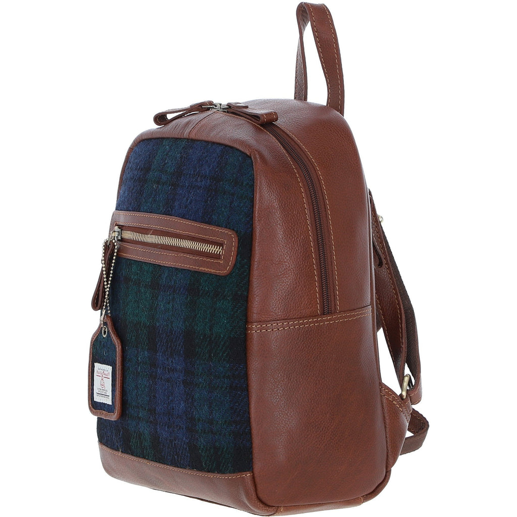 Leather & Harris Tweed Classic Backpack – Tan / Watch, view 2