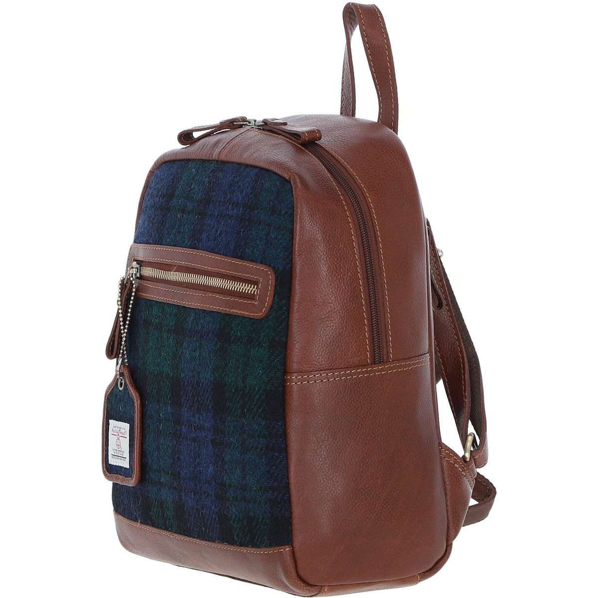 Leather & Harris Tweed Classic Backpack – Tan / Watch, view 2