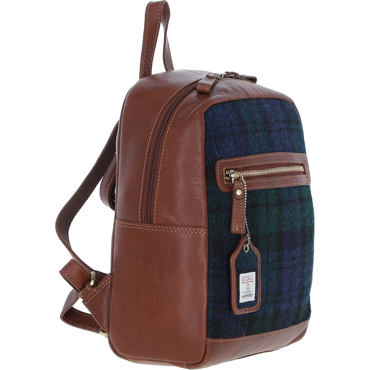 Leather & Harris Tweed Classic Backpack – Tan / Watch, view 4