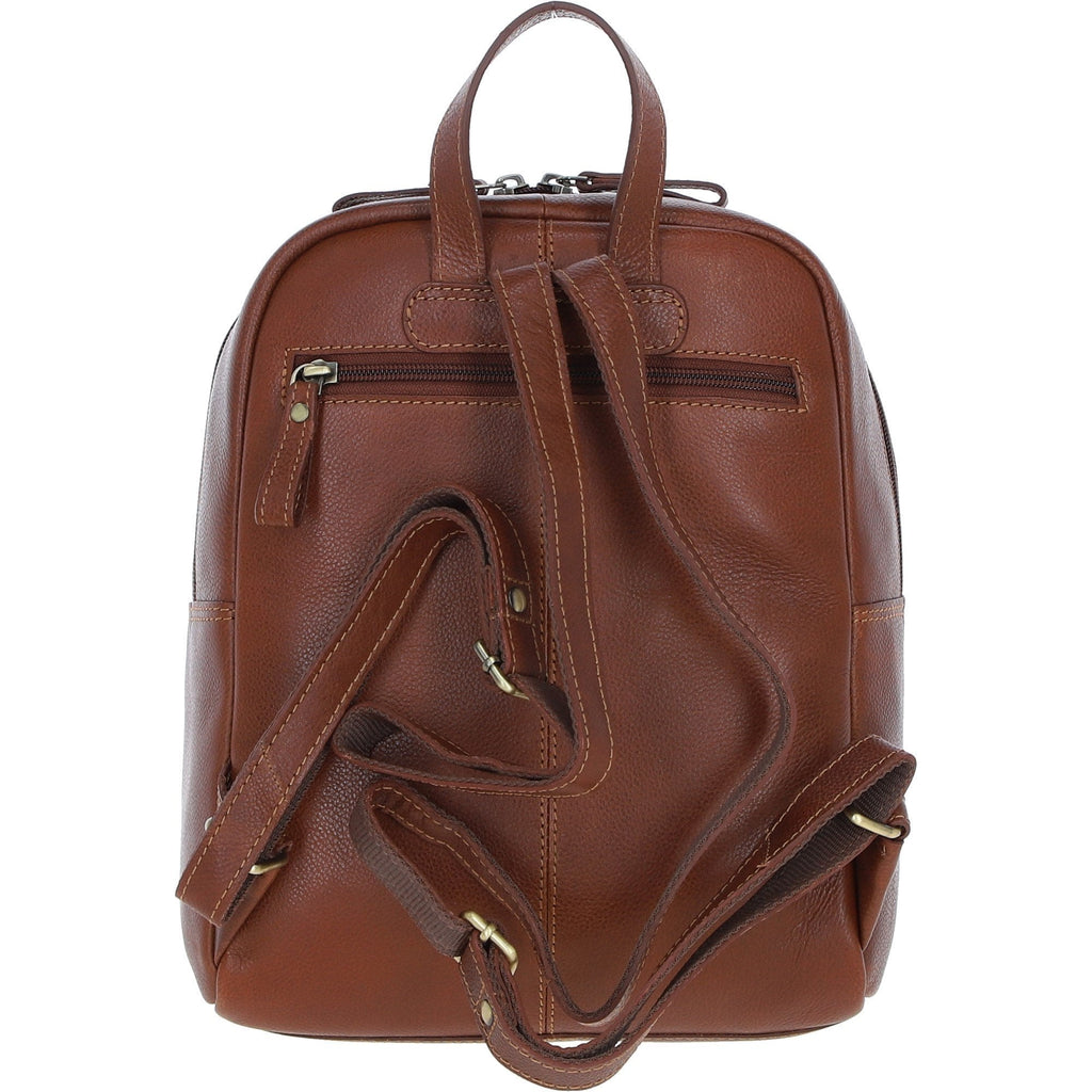 Leather & Tweed Classic Backpack – Tan / Green Check, view 3