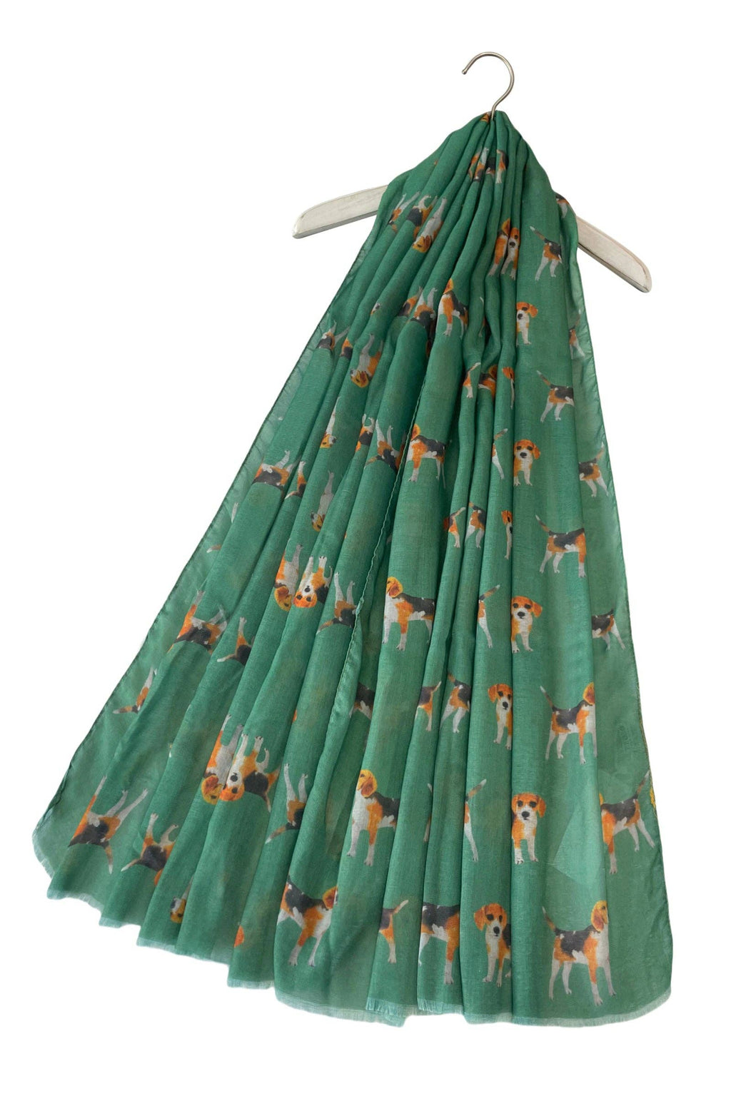 Beagle Dog/Puppy Print Frayed Scarf: Denim