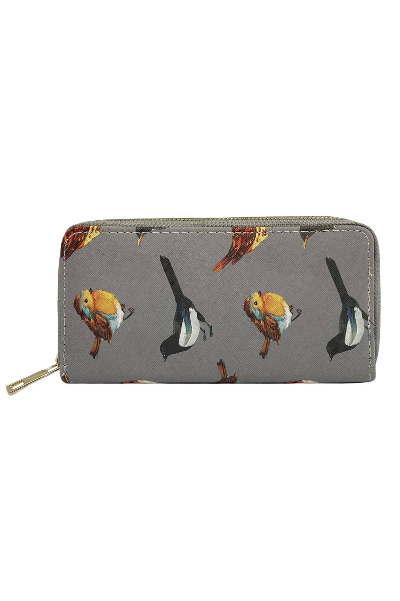 British Wildlife Bird Print Bag Collection - Grey: Clutch