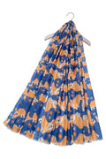 Corgi Dog & Paw Print Frayed Scarf: Blue