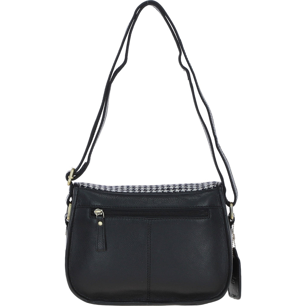 Leather & Harris Tweed Medium Saddle Bag – Black / White, view 3