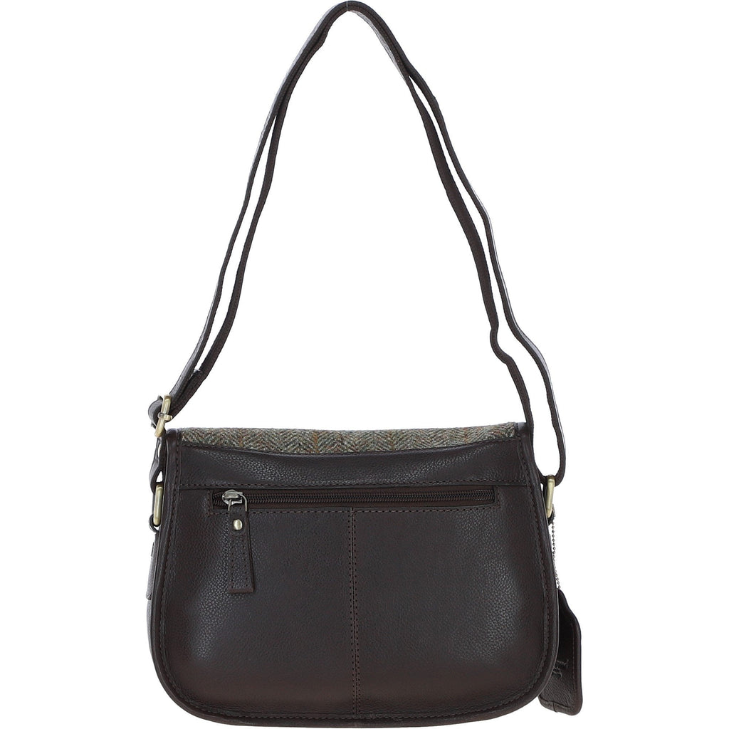 Leather & Harris Tweed Medium Saddle Bag – Brown / Green, view 3