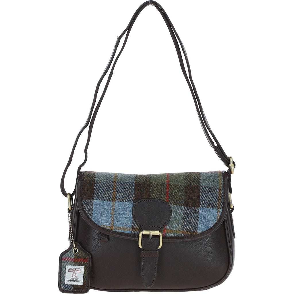 Leather & Harris Tweed Medium Saddle Bag – Brown / Macleod, view 1
