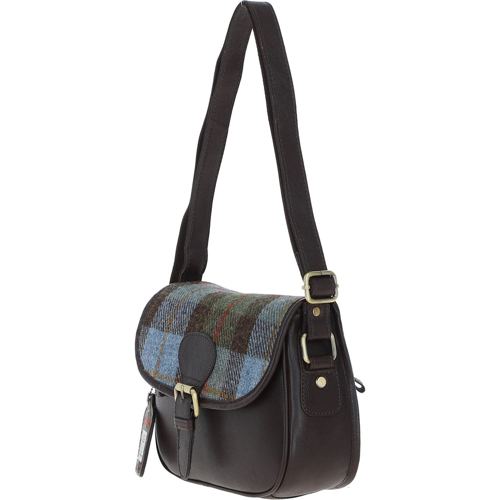 Leather & Harris Tweed Medium Saddle Bag – Brown / Macleod, view 2