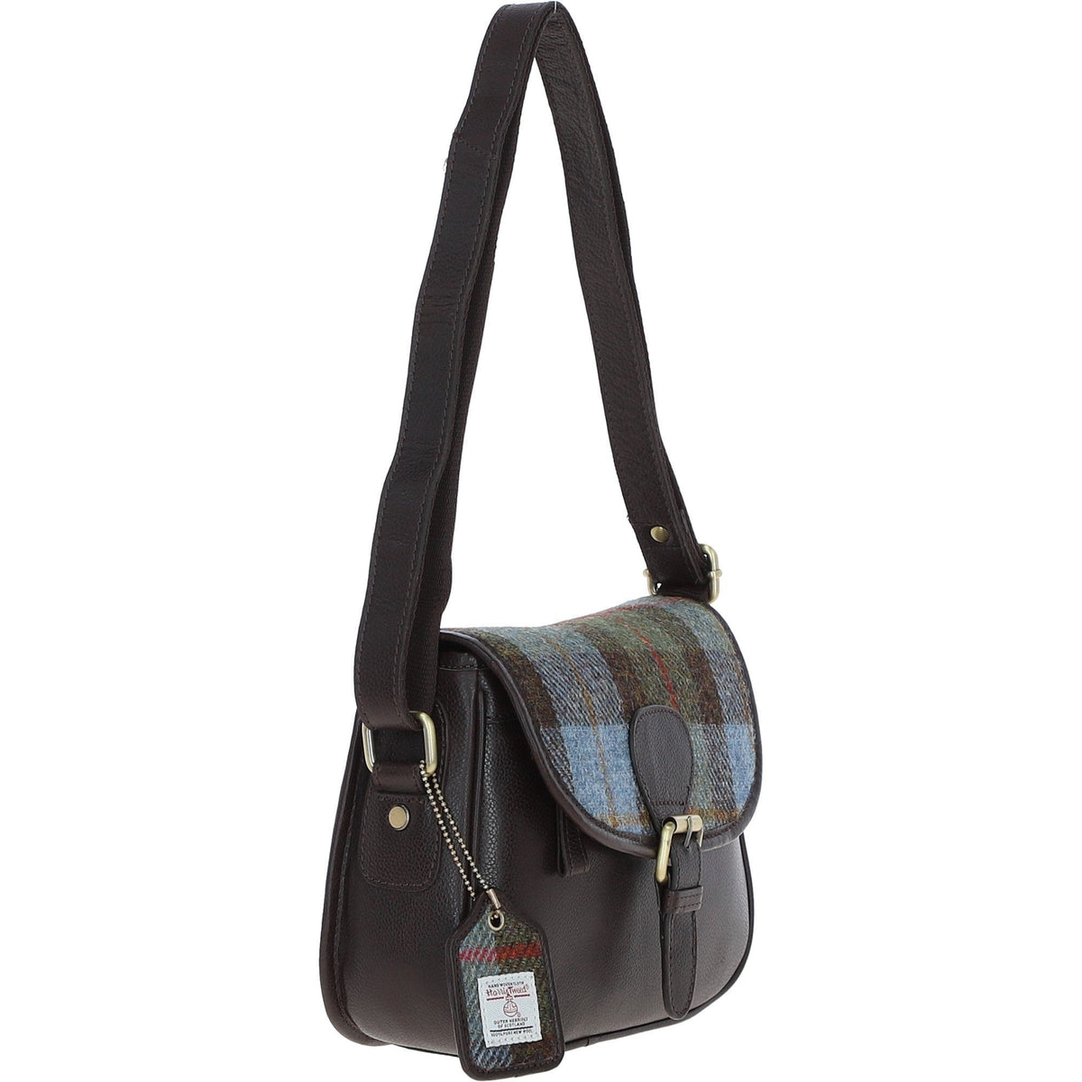 Leather & Harris Tweed Medium Saddle Bag – Brown / Macleod, view 4