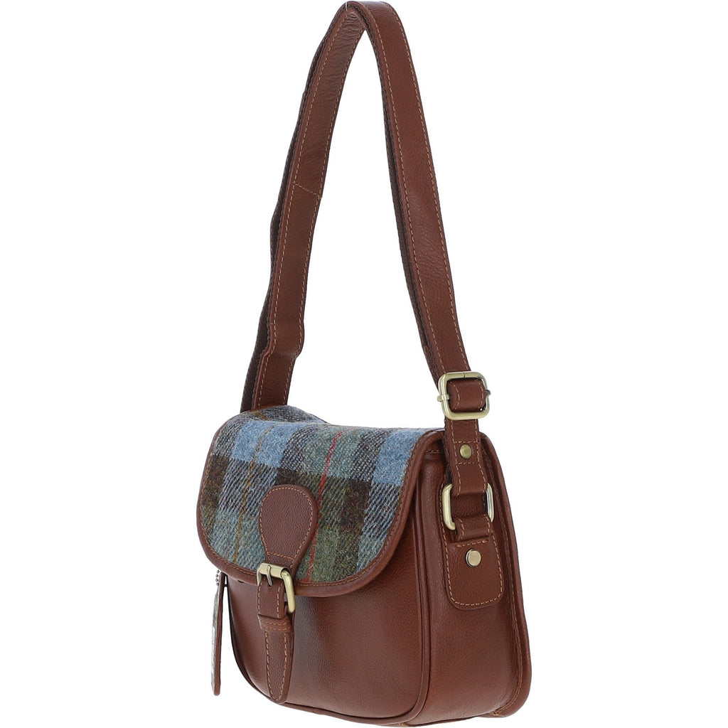 Leather & Harris Tweed Medium Saddle Bag – Tan / Macleod, view 2