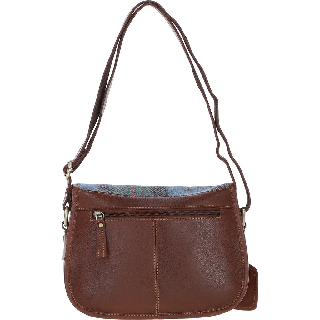 Leather & Harris Tweed Medium Saddle Bag – Tan / Macleod, view 3