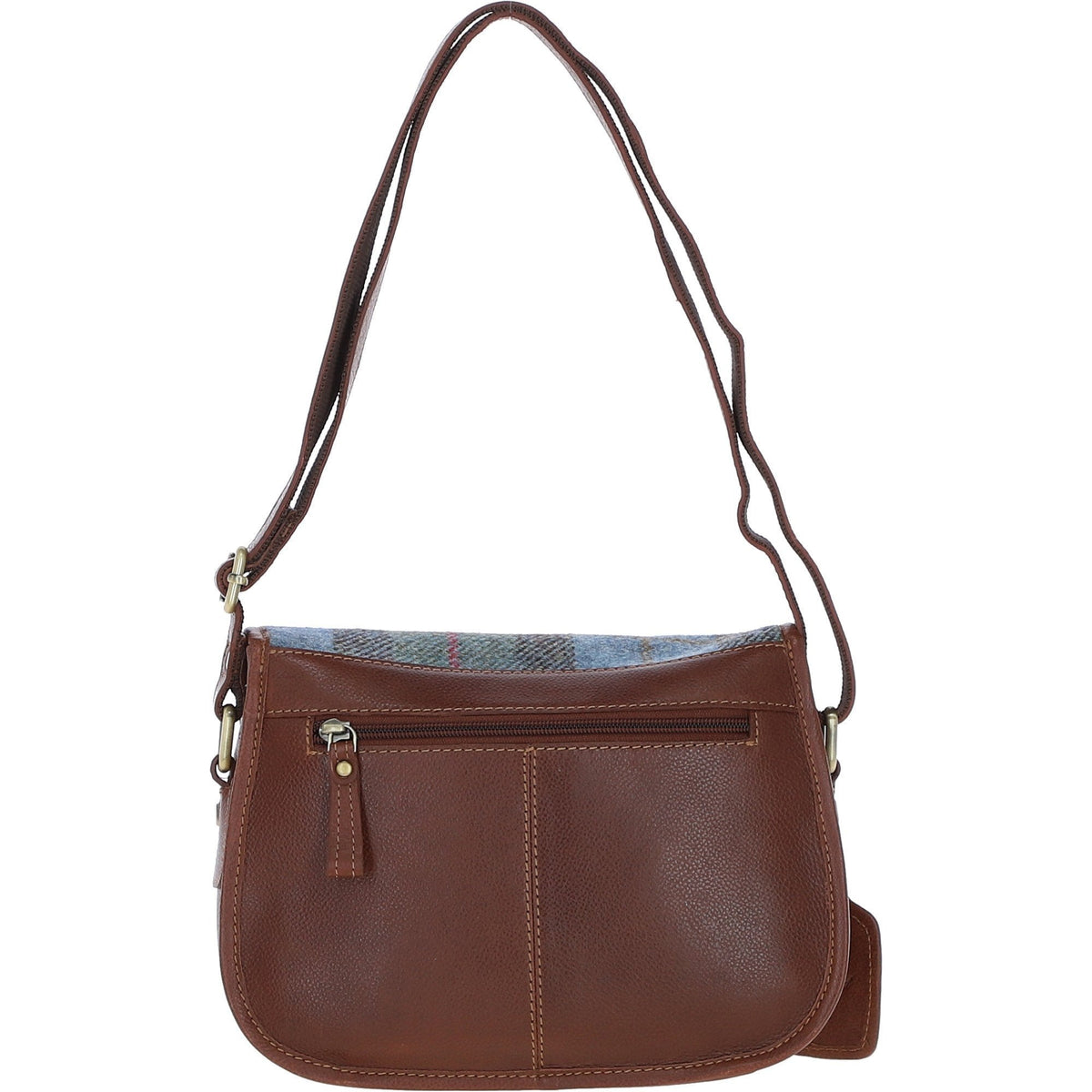 Leather & Harris Tweed Medium Saddle Bag – Tan / Macleod, view 3