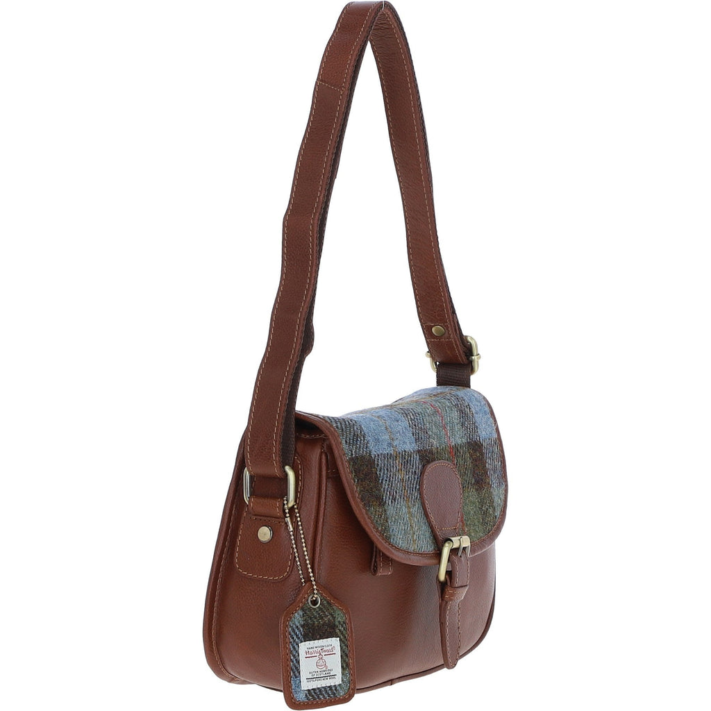 Leather & Harris Tweed Medium Saddle Bag – Tan / Macleod, view 4