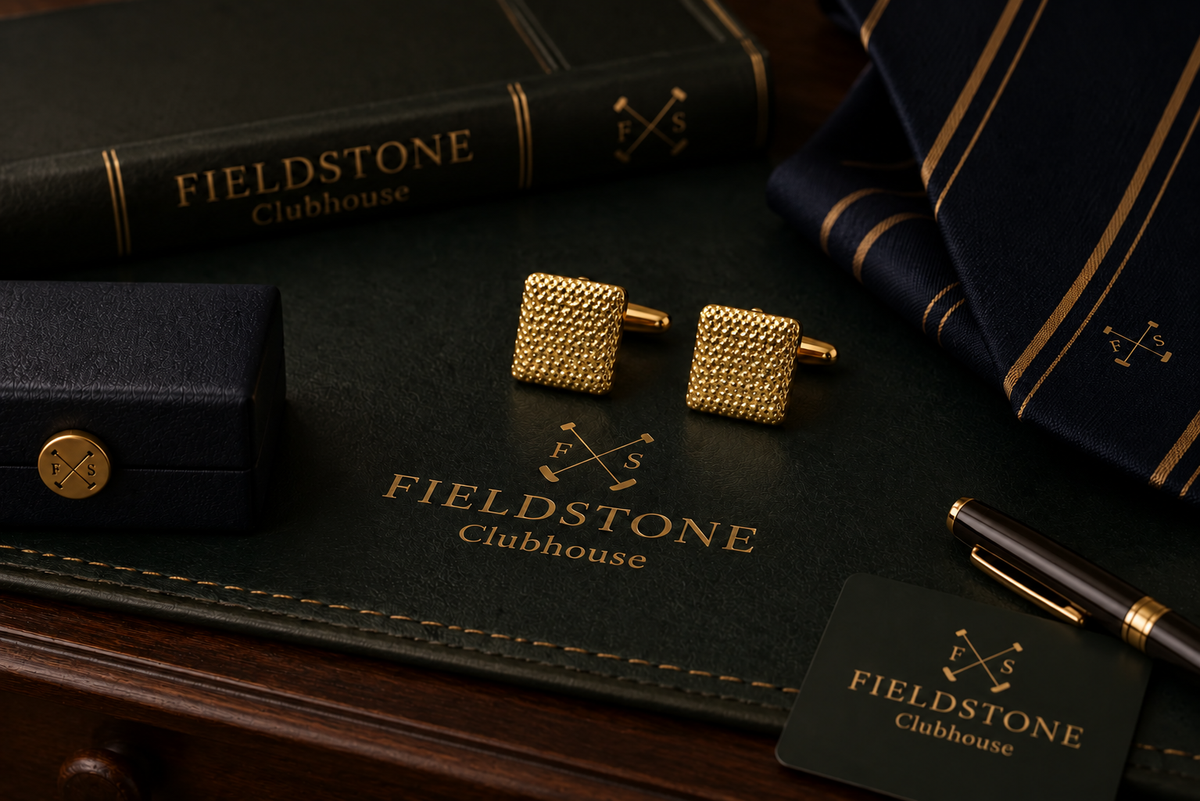 Gold-Tone Chequered Cufflinks