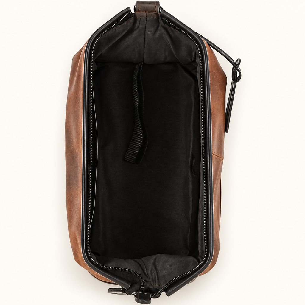 Lou Brown Leather Wash Bag