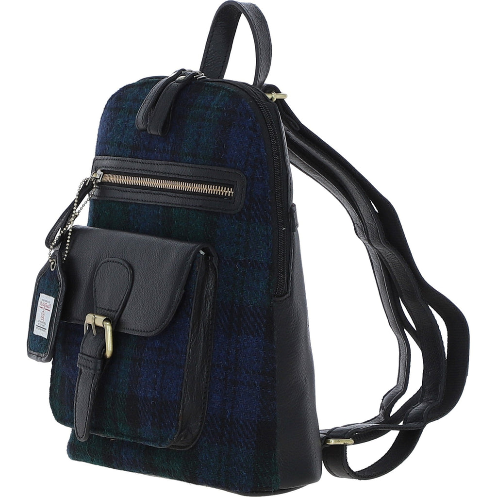 Leather & Harris Tweed Pocket Backpack – Black / Watch, view 2