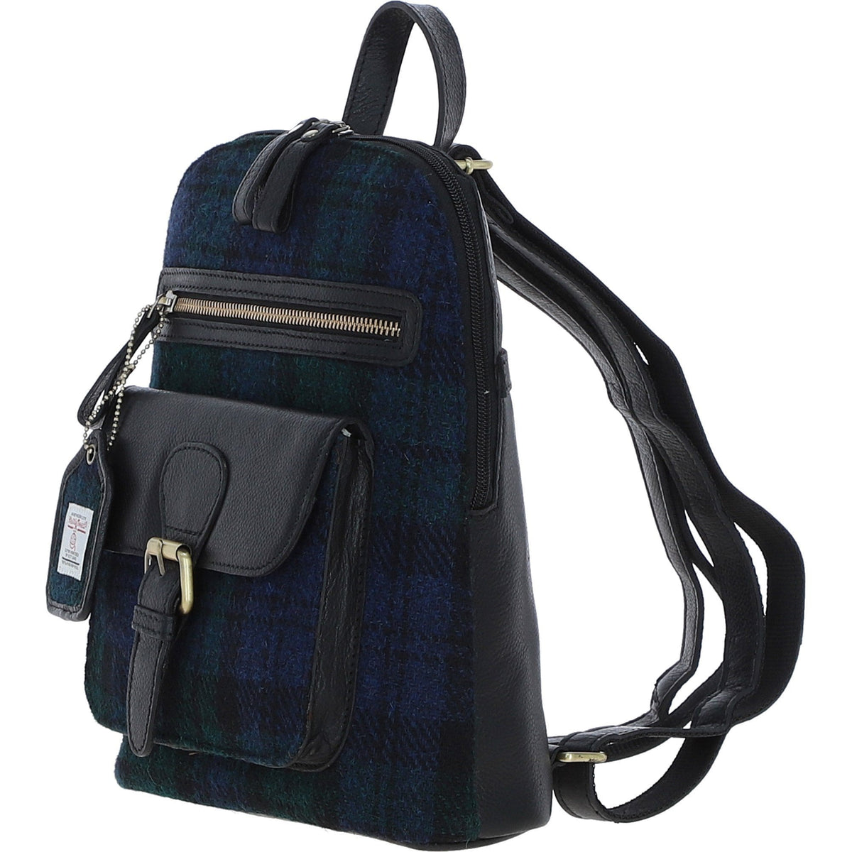 Leather & Harris Tweed Pocket Backpack – Black / Watch, view 2