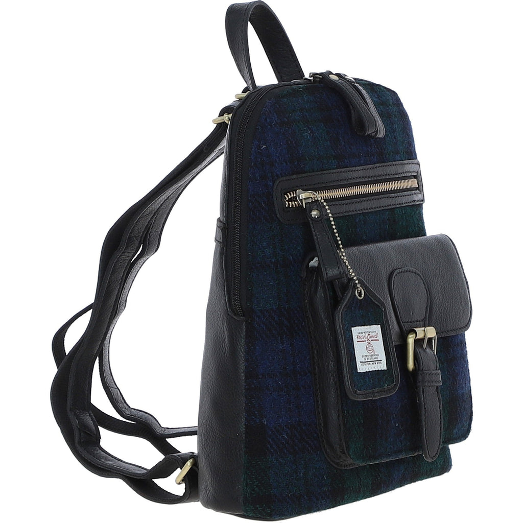 Leather & Harris Tweed Pocket Backpack – Black / Watch, view 4