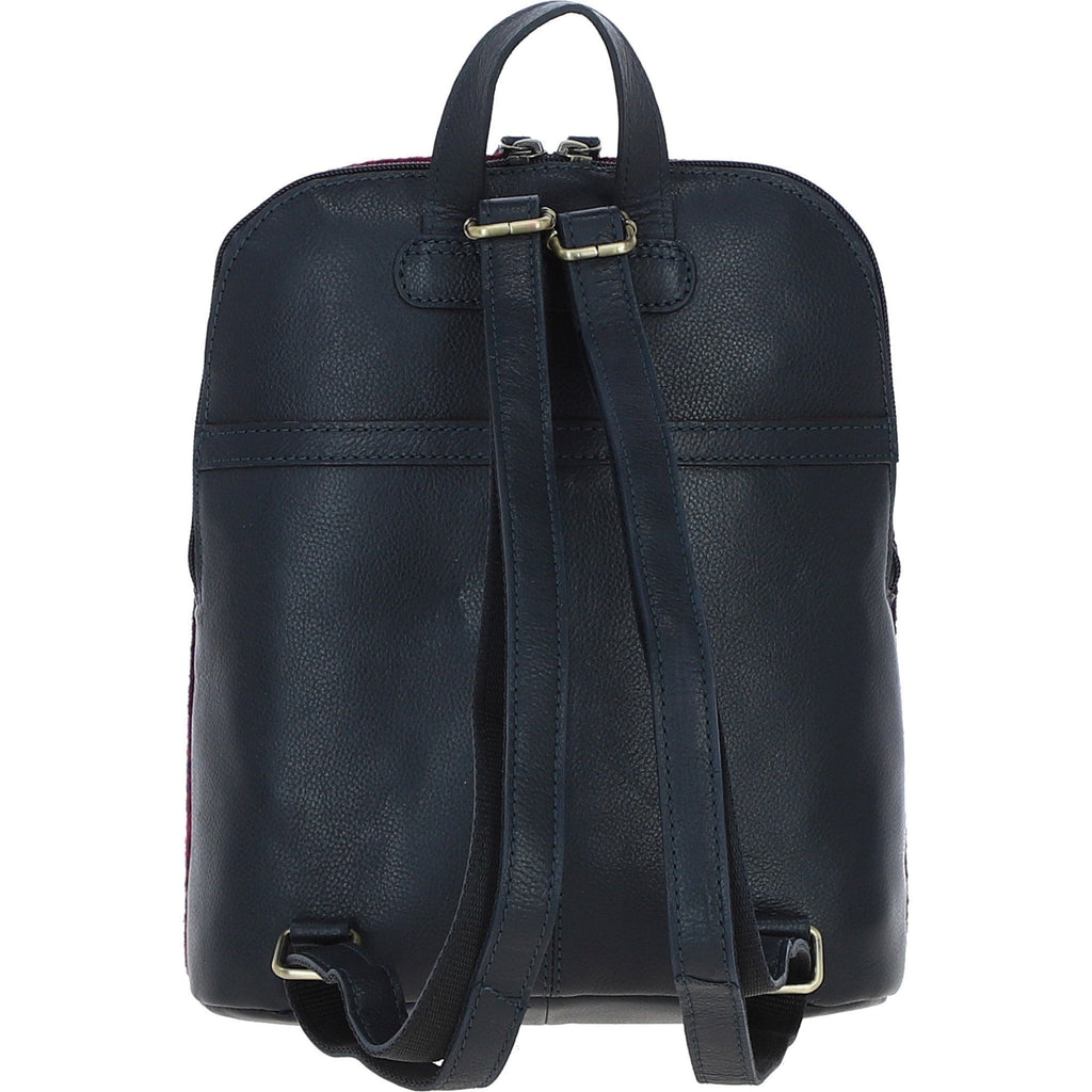 Leather & Harris Tweed Pocket Backpack – Navy / Pink, view 3