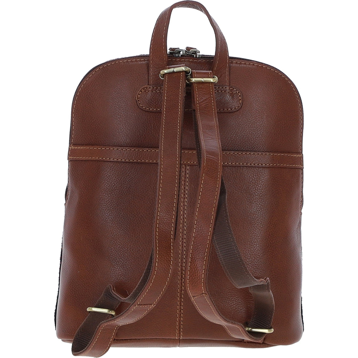 Leather & Harris Tweed Pocket Backpack – Tan / Green / Red, view 3