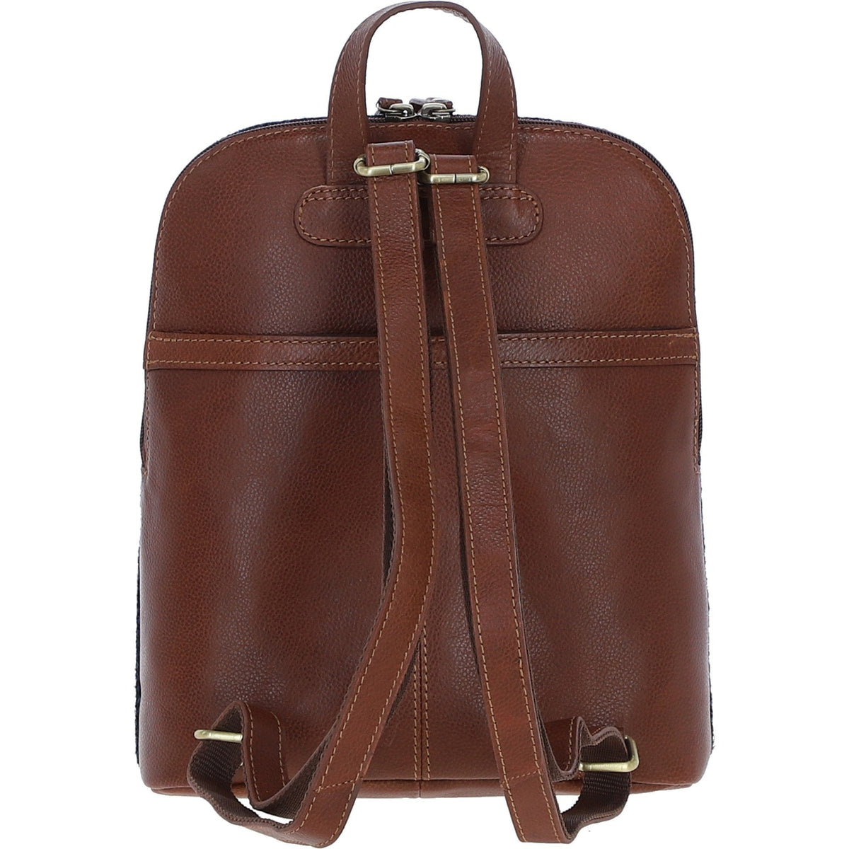 Leather & Harris Tweed Pocket Backpack – Tan / Navy, view 3