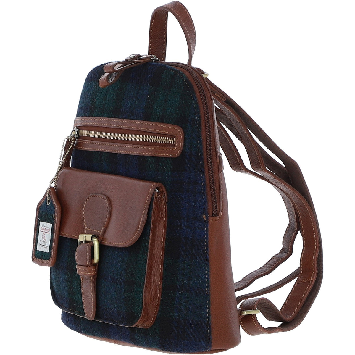 Leather & Harris Tweed Pocket Backpack – Tan / Watch, view 2