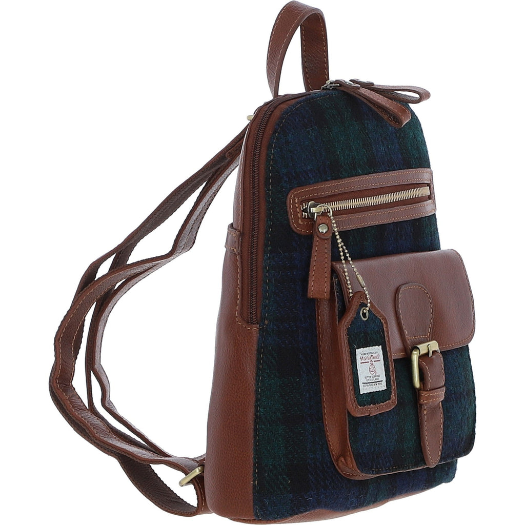 Leather & Harris Tweed Pocket Backpack – Tan / Watch, view 4