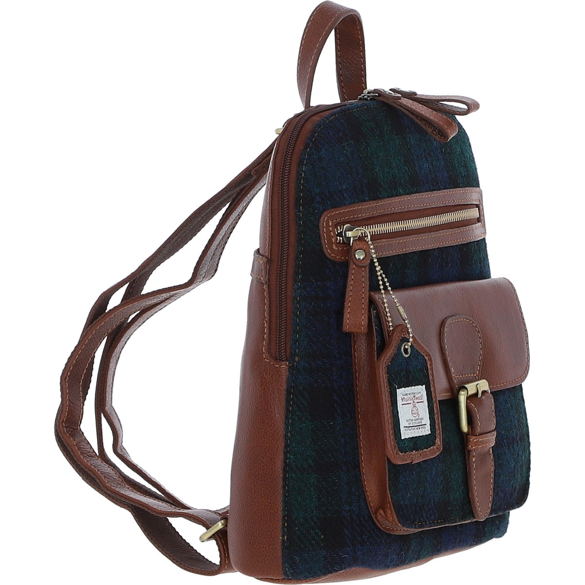 Leather & Harris Tweed Pocket Backpack – Tan / Watch, view 4