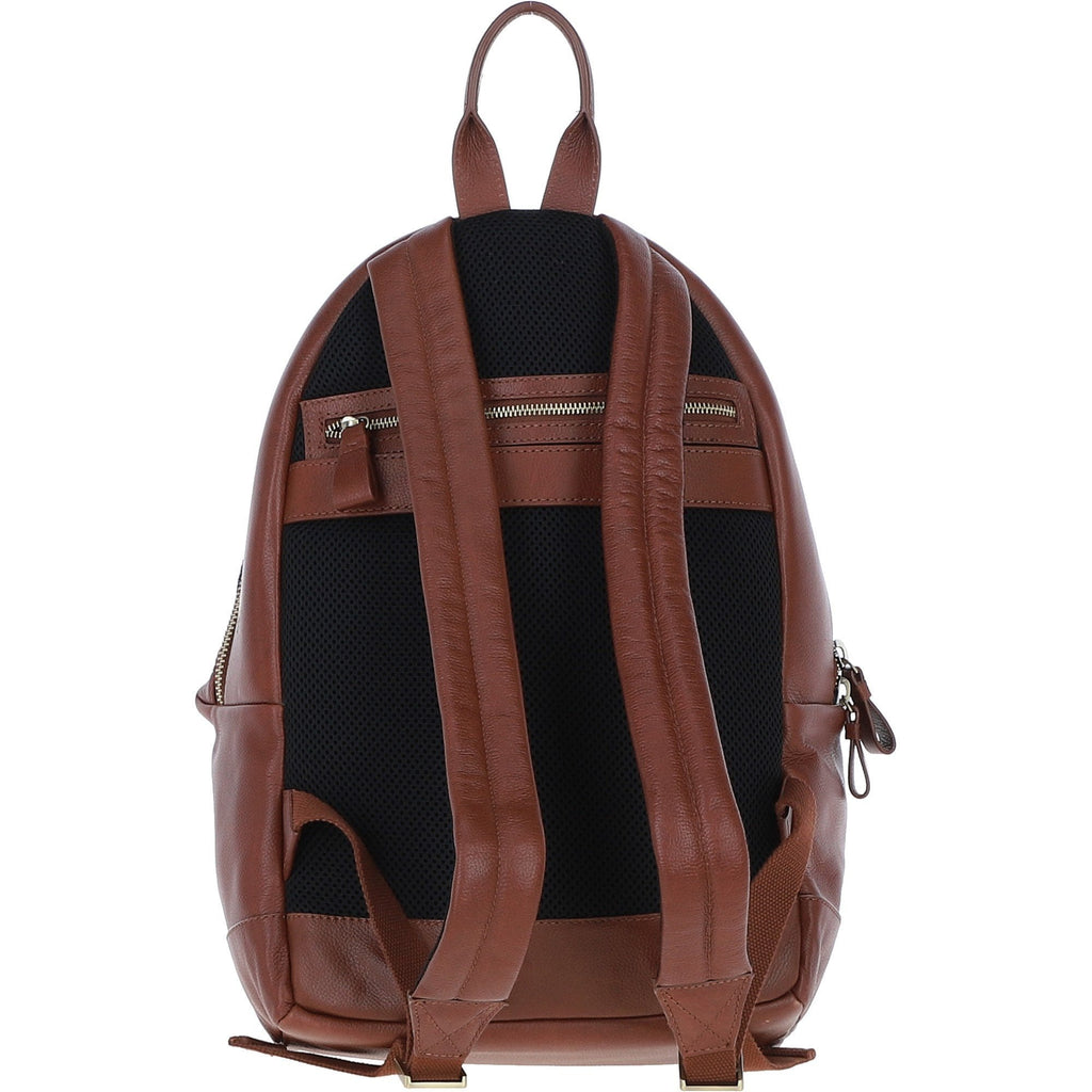 Leather & Harris Tweed Large Laptop Rucksack – Tan / Navy, view 3