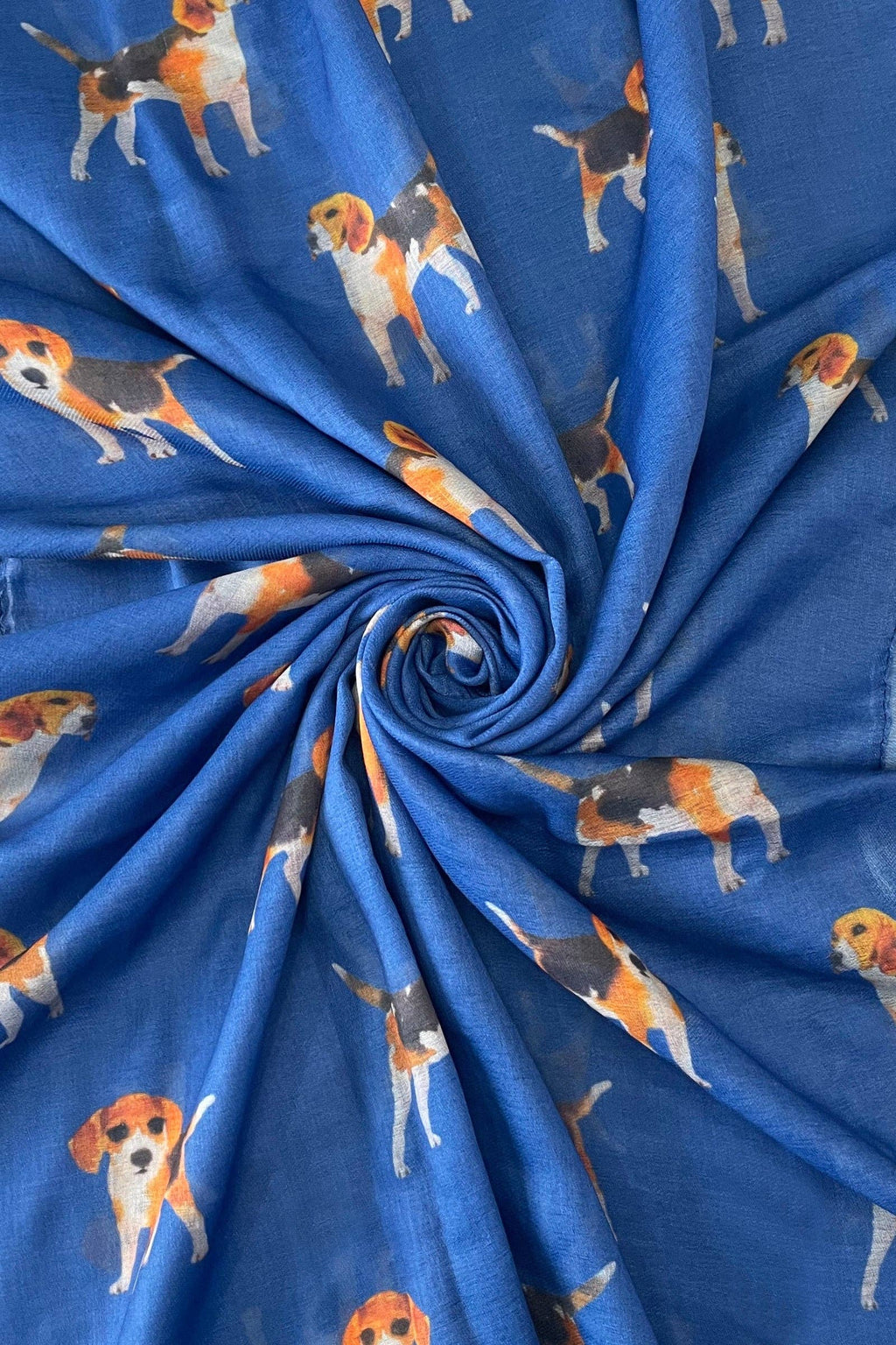 Beagle Dog/Puppy Print Frayed Scarf: Denim