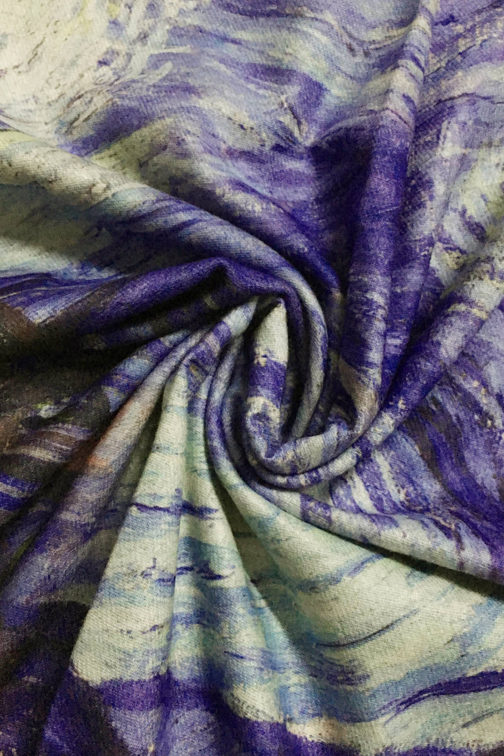 Van Gogh Starry Night Art Print Wool Tassel Scarf: Blue