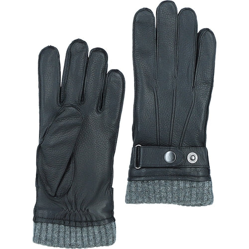 Belford Men's Strap-Fastening Leather Gloves – Black