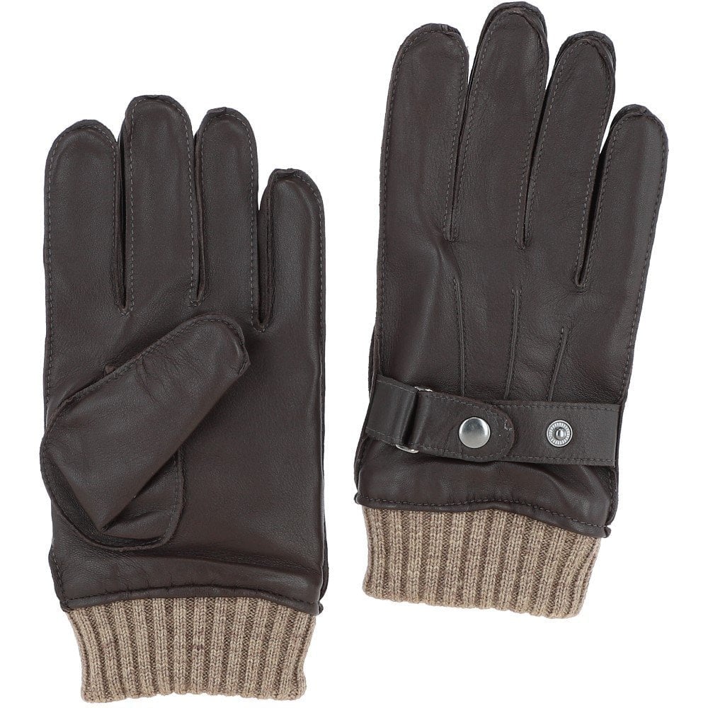 Belford Men's Strap-Fastening Leather Gloves – Brown