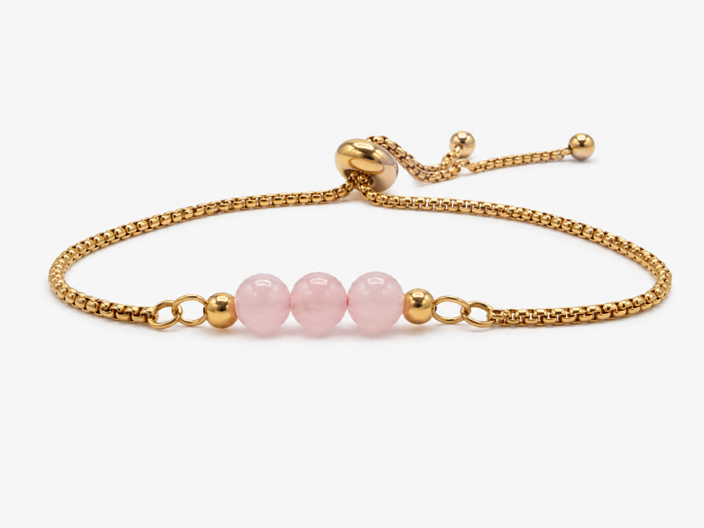 Small Rose Quartz Adjustable Bracelet