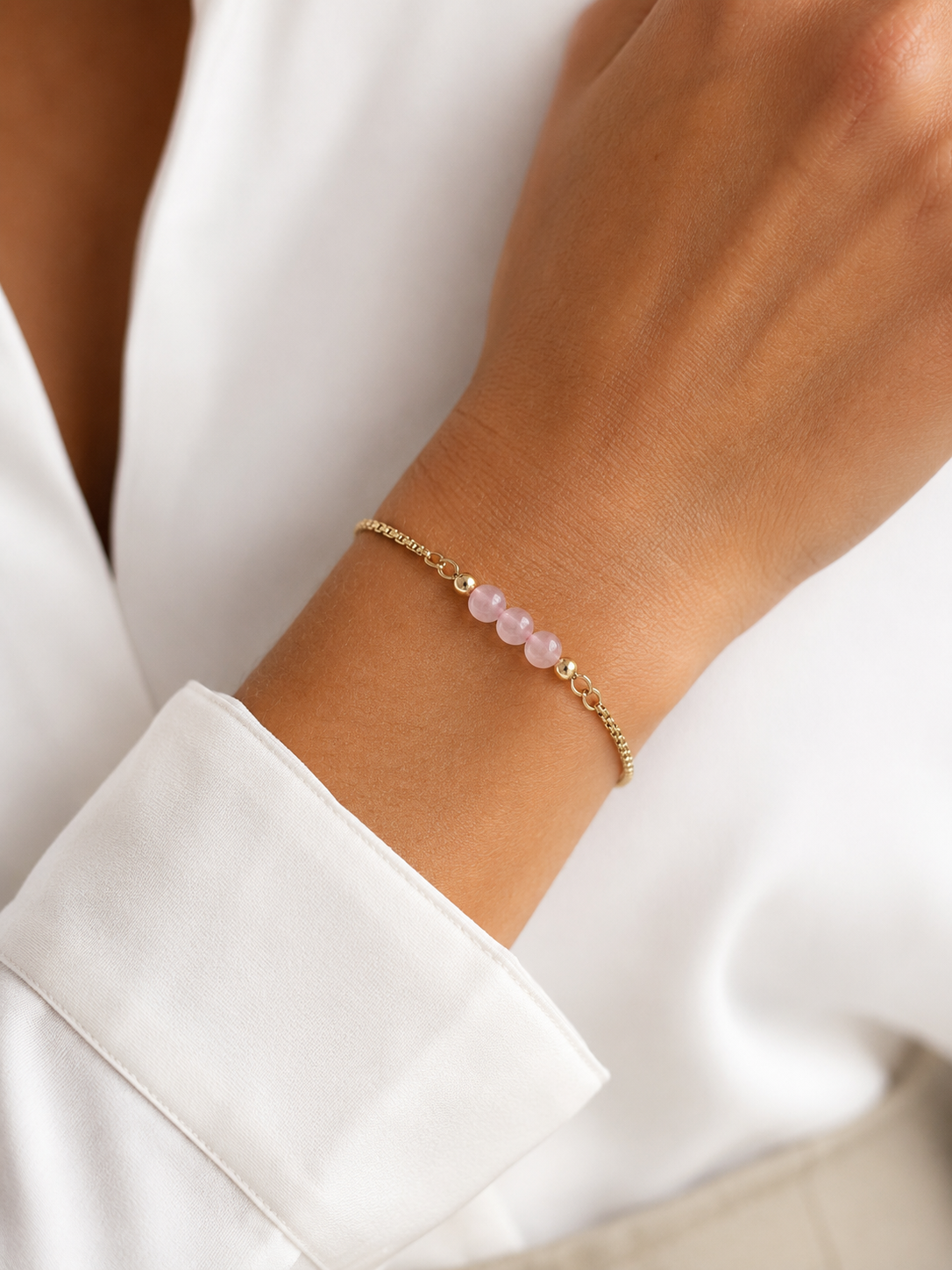 Small Rose Quartz Adjustable Bracelet