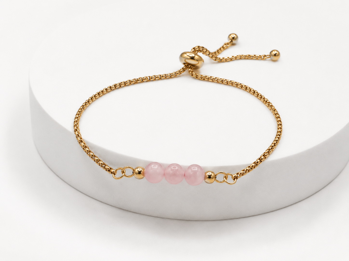 Small Rose Quartz Adjustable Bracelet