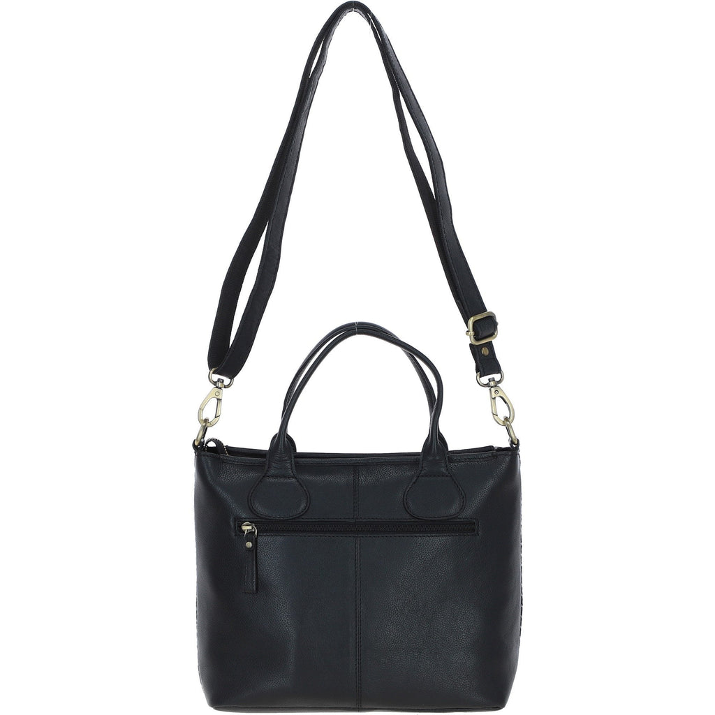 Leather & Harris Tweed Large Shoulder Bag – Black / White, view 3