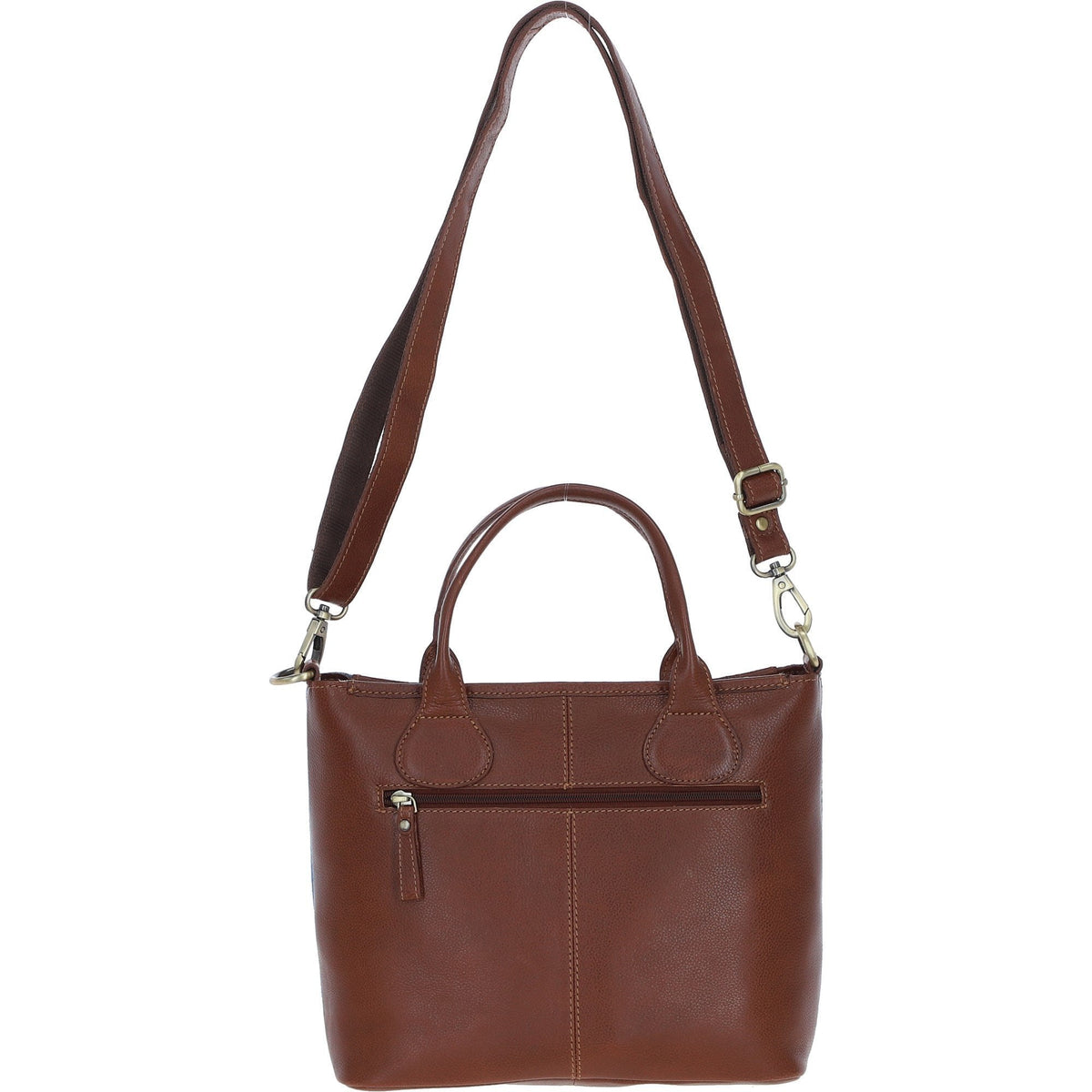 Leather & Harris Tweed Large Shoulder Bag – Tan / Light Blue, view 3