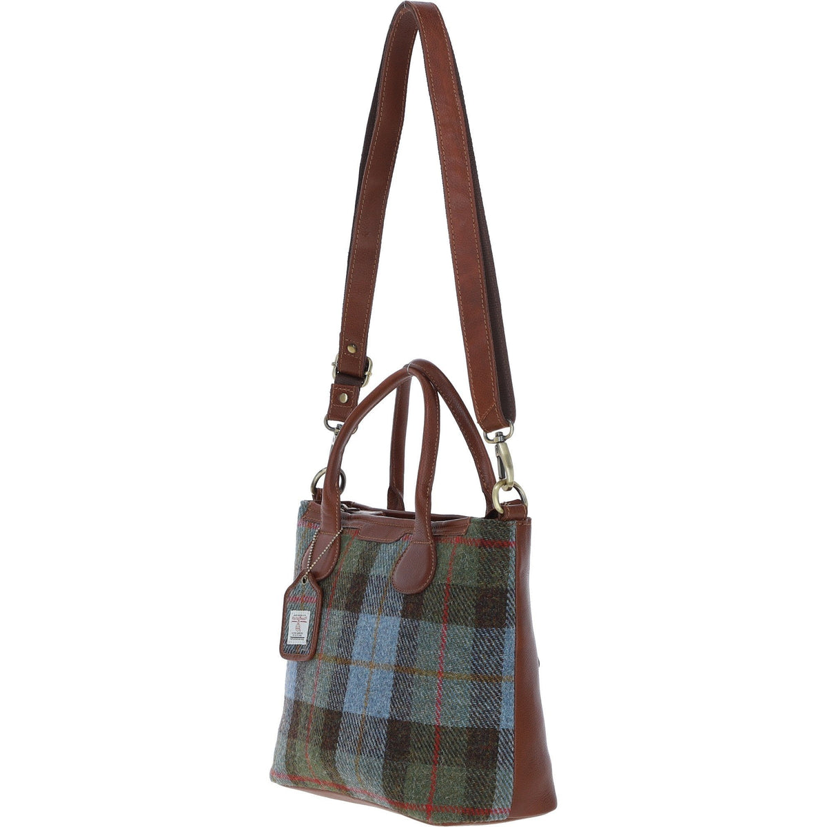 Leather & Harris Tweed Large Shoulder Bag – Tan / Macleod, view 2
