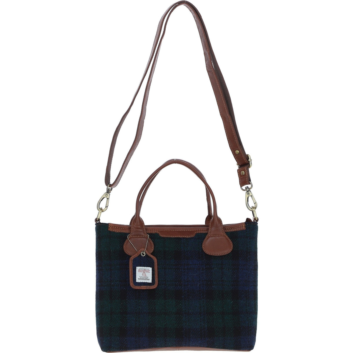 Leather & Harris Tweed Large Shoulder Bag – Tan / Watch, view 1