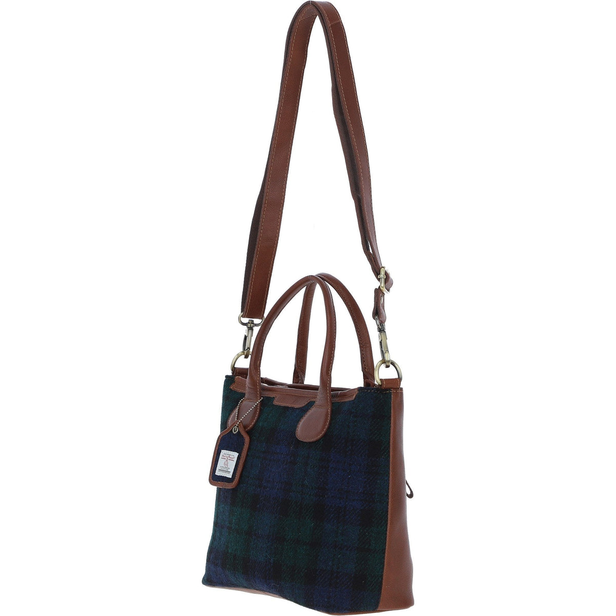 Leather & Harris Tweed Large Shoulder Bag – Tan / Watch, view 2