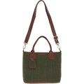 Leather & Tweed Large Shoulder Bag – Tan / Green Check, view 1